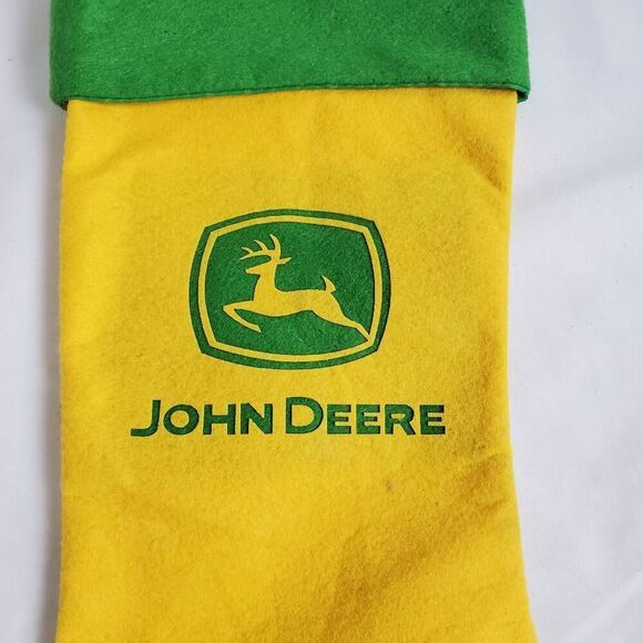 John Deere Yellow & Green Christmas Stocking 17” Tractor Farmhouse Holiday Decor - Picture 2 of 4